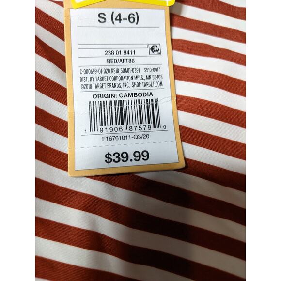 Kona Sol One Piece Swimsuit Twist Bandeau Medium Coverage Red Small Striped New - Picture 9 of 11